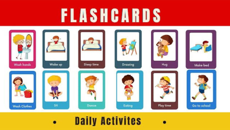 A daily activities flashcards for children