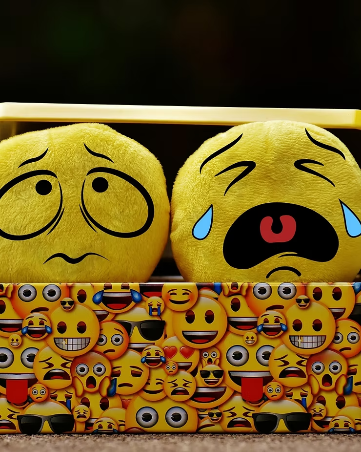 Emoji faces showing varying emotions